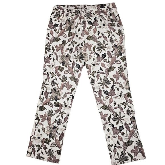 Tory Burch Women's Floral Leaf Printed Trousers Size 27 - Picture 2 of 8